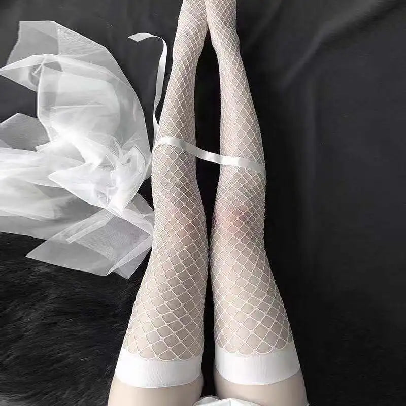 UYW Sexy Thigh Stockings Hollow Mesh Large Size Knee High Fun Fishnet Stockings