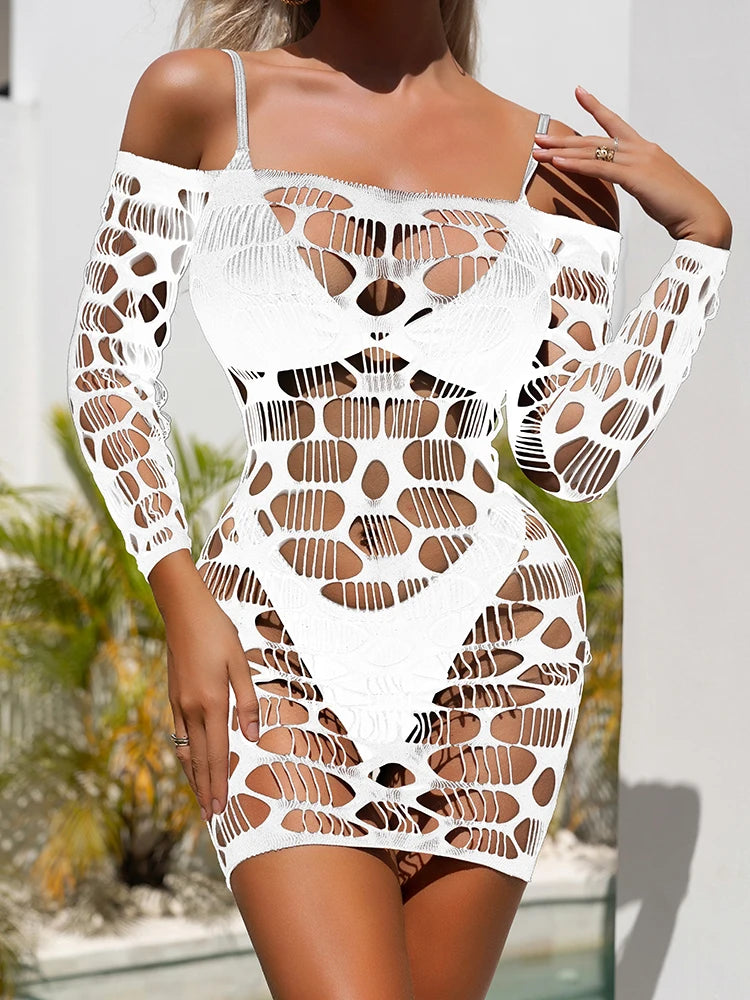 Hollow Out Sexy Lace Bodysuit Underwear Fishnet Dresses Lenceria Para Mujer Party Strippers Outfit Erotic Lingerie