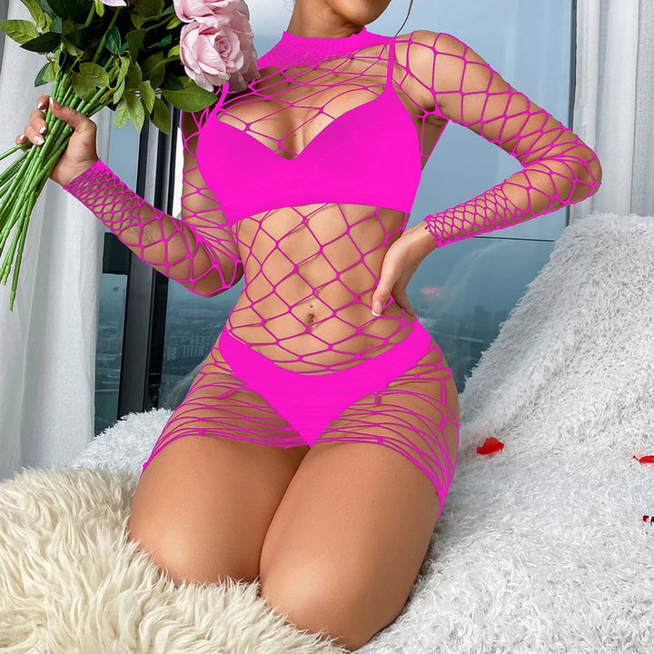 Plus Size Sexy Lingerie Dress Women's Wholesale Fishnet Body Doll Teddy Dress 2024 Femme Lingerie Sexy Mesh Bodysuit