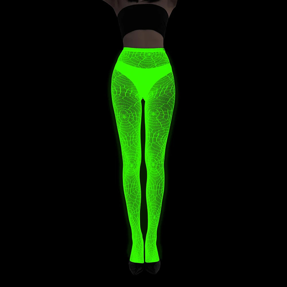 Glow in the Dark Net Socks Sexy Party Luminous Fishnet Pantyhose Women Stocking Tights Sheers Nylon Socks Mesh Pantyhose