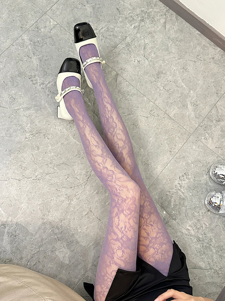 OEM Custom Sexy Tights for Women High Waist Fishnet Stockings Lace Leggings Floral Lace Pantyhose Leopard Carnival Stockings