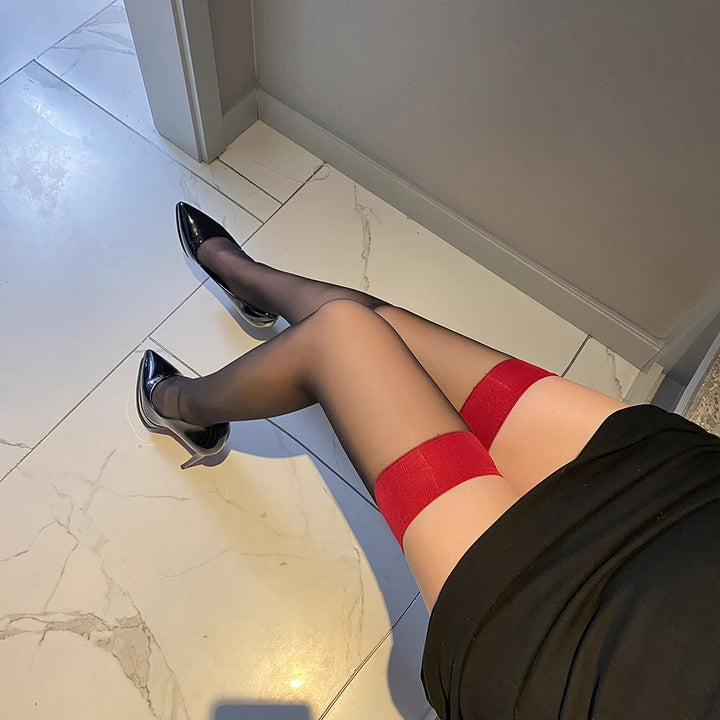 Newly Crossed Seamed Lady Pantyhose Sexy Leg Silk Socks Thigh High Nylon Knee Socks Bar Dance Temptation Stockings