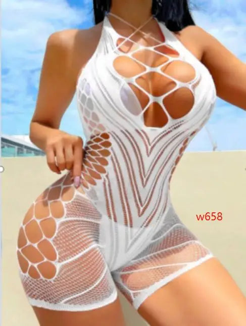 Custom Designer Sexy Rhinestone Stockings Full Body Womens Sexy Erotic Dancewear Nightclub Bling Sheer Lingerie Dress