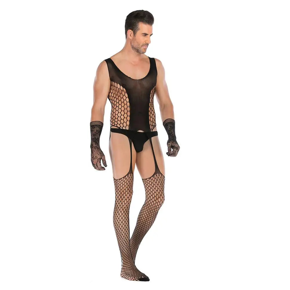 Sexy Fishnet Man Body Stocking Plus Sexy Underwear