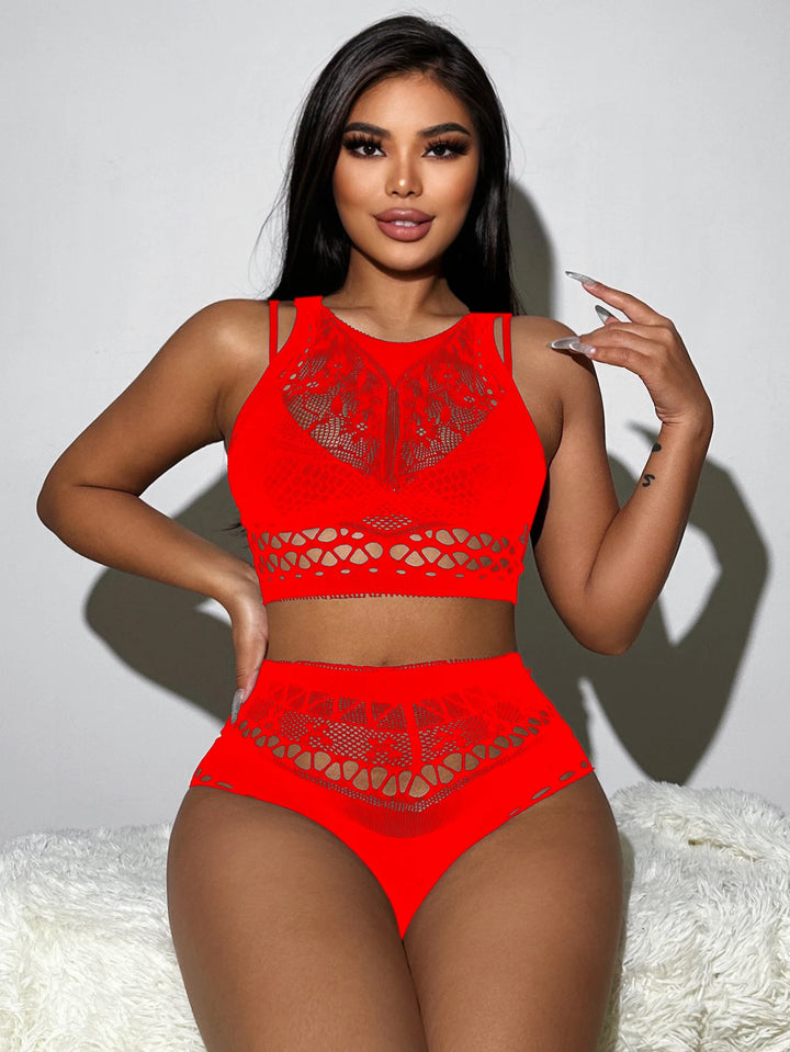 2024Vintage Sexy Baby Dolls Teddy Dress Women Sexy Mesh Erotic Lingerie 2pc Set Nightclub Sexy Floral Opaque Bodysuit
