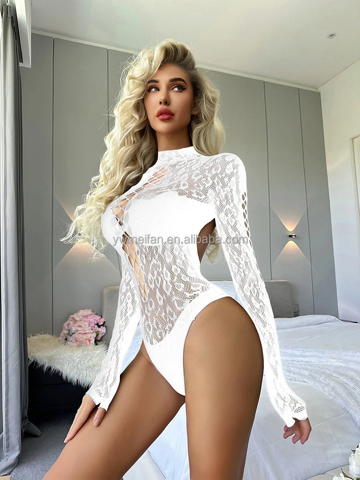 UYW Black Leopard Sexy Backless Bikini Tops Sexy Women Honeymoon Lingerie  Fishnets Bodystockings Erotic Stockings
