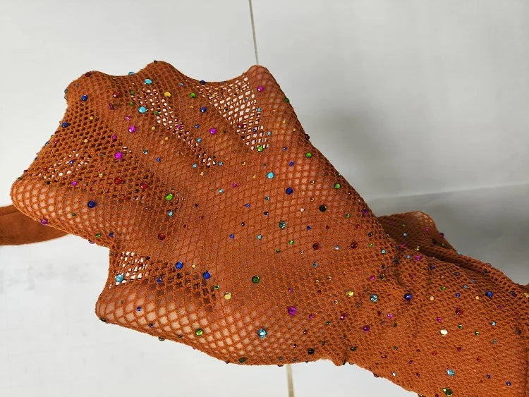 2024 Hot Sales Women's Rhinestone Glitter Stockings Sexy Nylon Fishnets Tights Candy Color Diamond Pantyhose Seamless