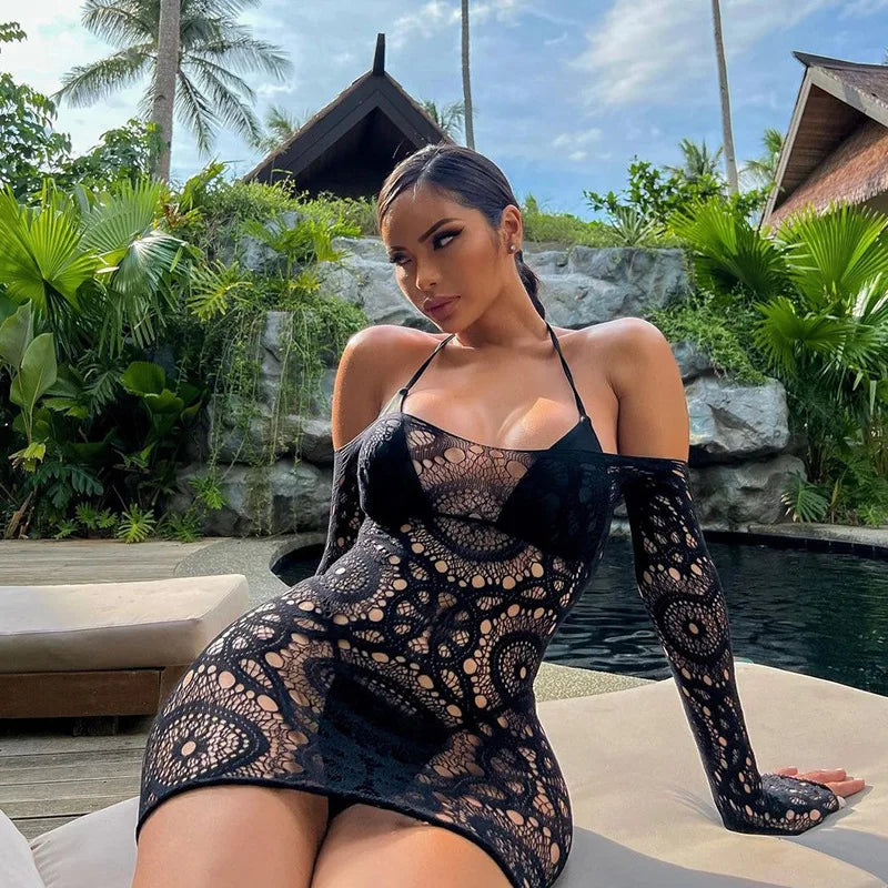 Hot Women's Clothing Nylon Fishnet Teddy Dresses Sexy Full Body Girl Lingerie Femme Sexy Party Costumes Bodystocking