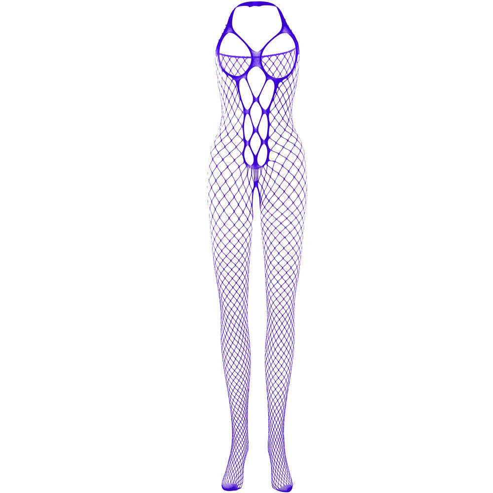 Sexy Erotic Lingerie Femme Sexy Hollow Out Halters Exposed Breast Bodystocking Lingerie Stockings Crotchless Erotic