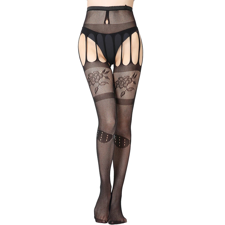 Thigh-high Pantyhose Sexy Lace Transparent Belt Suspender Fishnet Women Lingerie Stockings