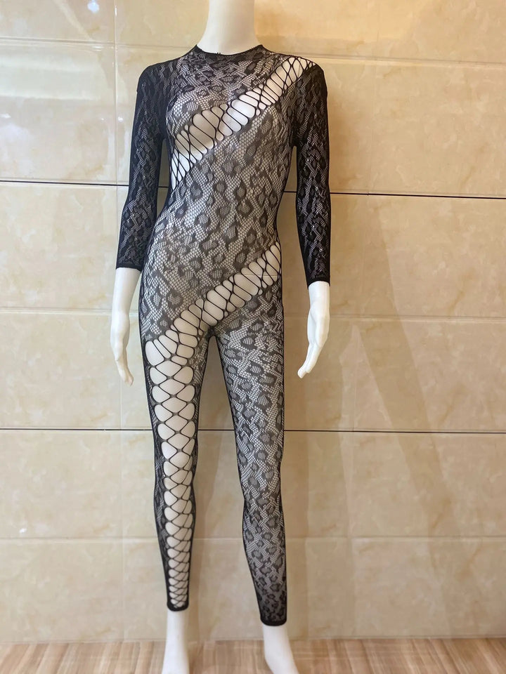 Multi-Styles Hot Leopard Full Body Stocking Nylon Fishnet Bodysuit Women Sexy Crotchless Erotic Lingerie Stockings