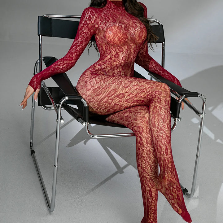 UYW Leopard Fishnet Stockings Full Body Sexy Crotchless Lingerie Dress Backless Body Fishnes Stocking Stripper Outfit