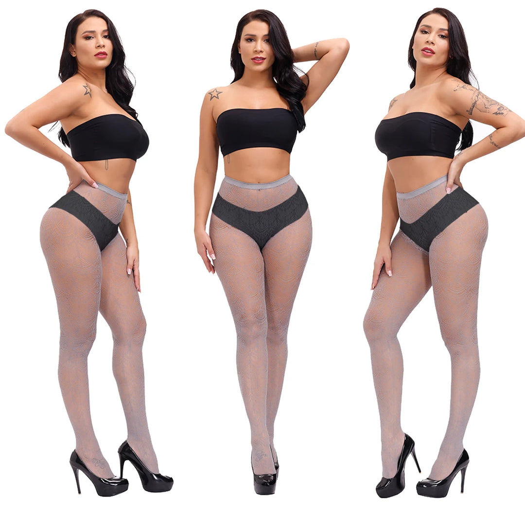 Sheer Collant Femme Fishnet Leggings Pantyhose Pantimedias Womens Lace Hollow Out Body Stockings Seamless Tights