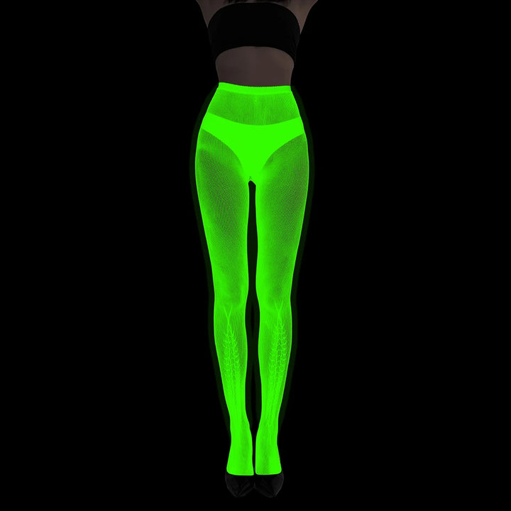 Women Body Stocking Glow in the Dark Sexy Fishnet Bodystocking Transparent Nylon Socks Mesh Pantyhose
