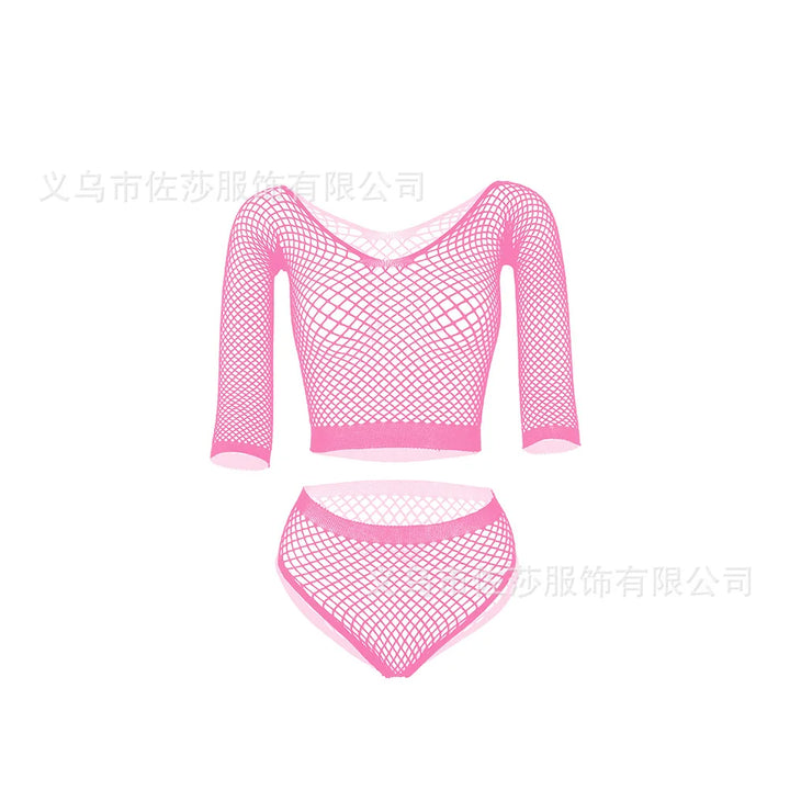 Sexy Mini Bodydress Set Mesh Nets Full Body Stocking Lingerie Women Polyester Seamless Body Stocking Dress
