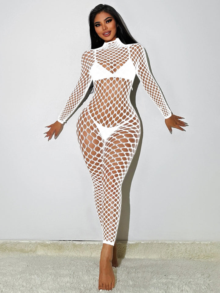Full Body Fishnet Body Stocking Lingerie Femme Sexy Crotchless Erotic Dancewear Hollow Out Transparent Bodystockings