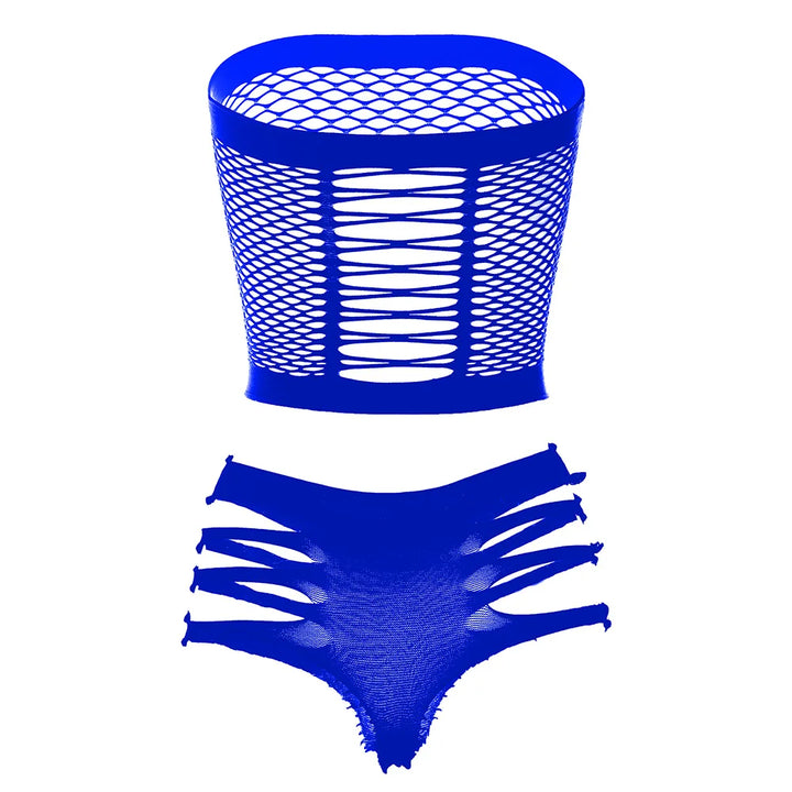Two Piece Lingerie Underwear Bodysuit Set Women Clothing Sexy Fishnet Bodystocking Exotic Dancewear