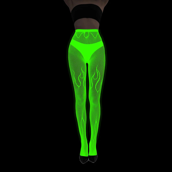 Glow in the Dark Net Socks Sexy Party Luminous Fishnet Pantyhose Women Stocking Tights Sheers Nylon Socks Mesh Pantyhose