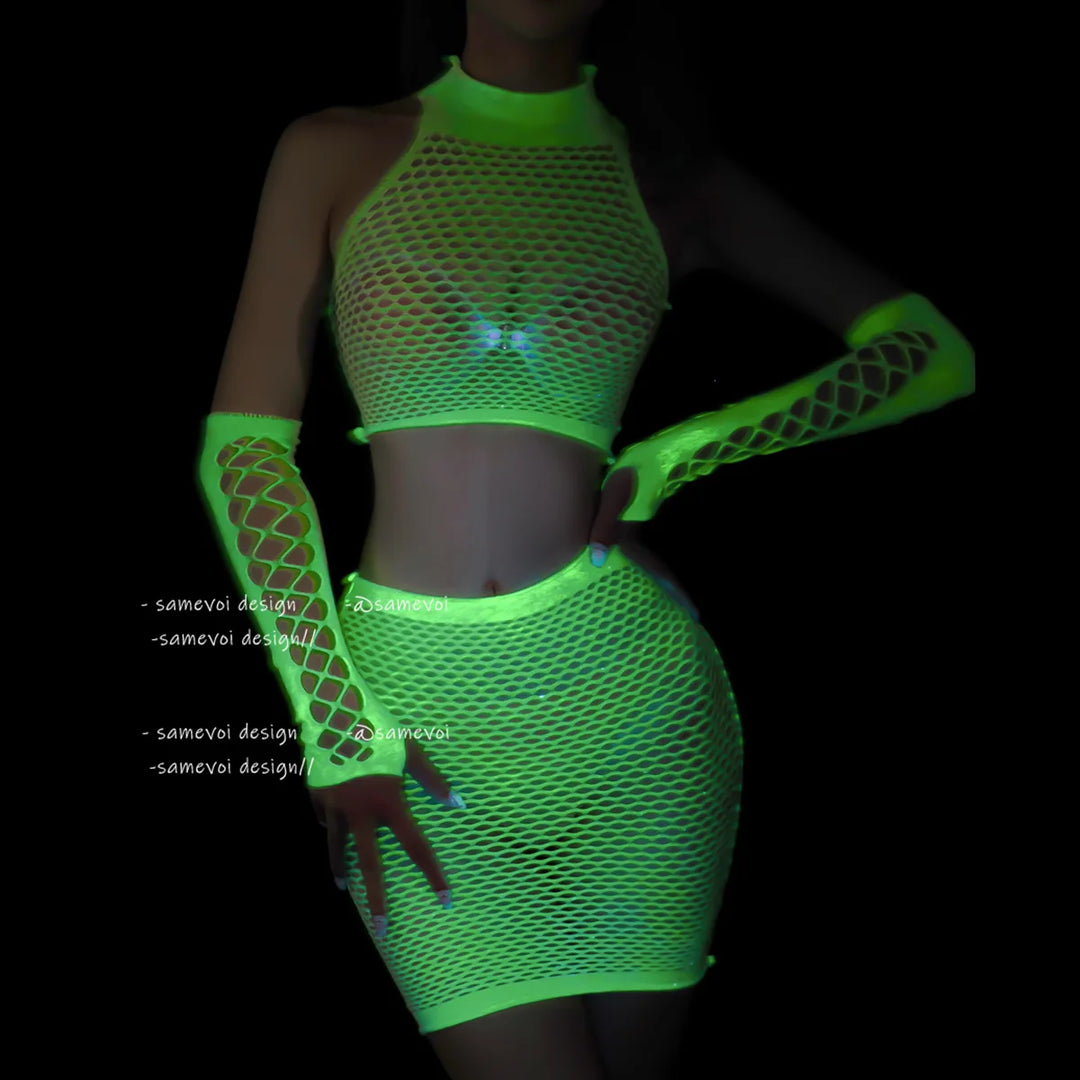 2025 Fishnet Bodystocking Glitter Women Erotic Black Red Lingerie Sexy Rhinestones Two Piece Fishnet Lingerie Set