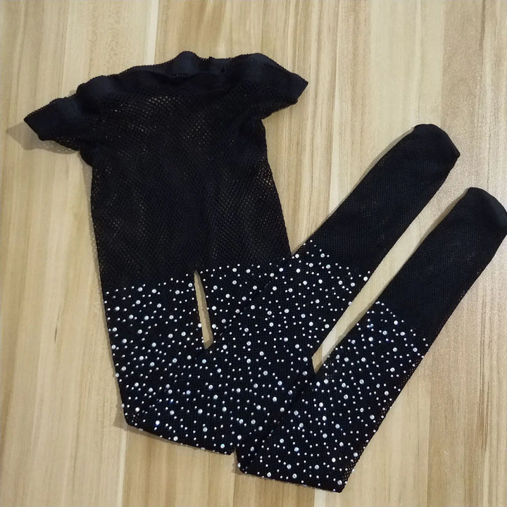 Kids Kawaii Pattern Mesh Shiny Rhinestone Fishnet Tights Girls Fishnet Stockings for Princess Dress High Waist Mesh Tights