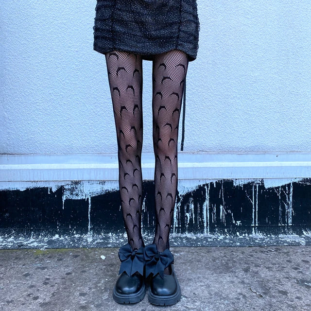Women Sexy Sexually Single Hole Fishnet Stocking Fine Mesh Single Open Net Front and Rear Open Pantyhose Stocking