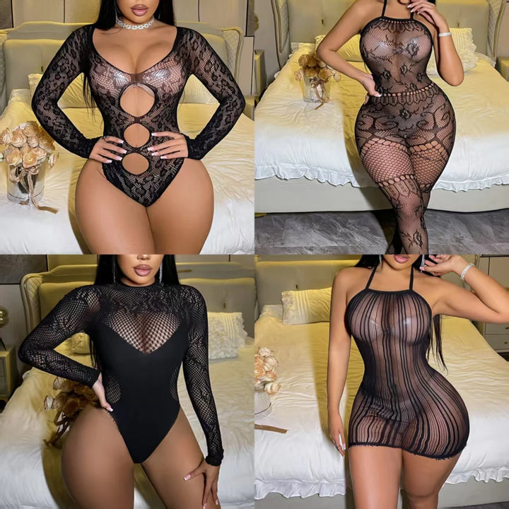 Full Body Stocking for Women Transparent Bodysuit One Piece Jumpsuit Exotic Dancer Outfits Fishnet 6014