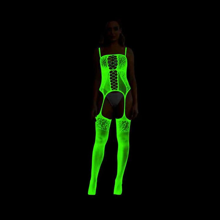 Halloween Glow in the Dark Fishnet Stockings Dress  Luminous Sexy Fishnet Pantyhose for Women's Sexy Erotic Lingerie