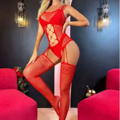 Full Sissy Lingerie Body Stocking Transparent Bodysuit Open Crotch One Piece Jumpsuit Exotic Dancer Outfits Fishnet