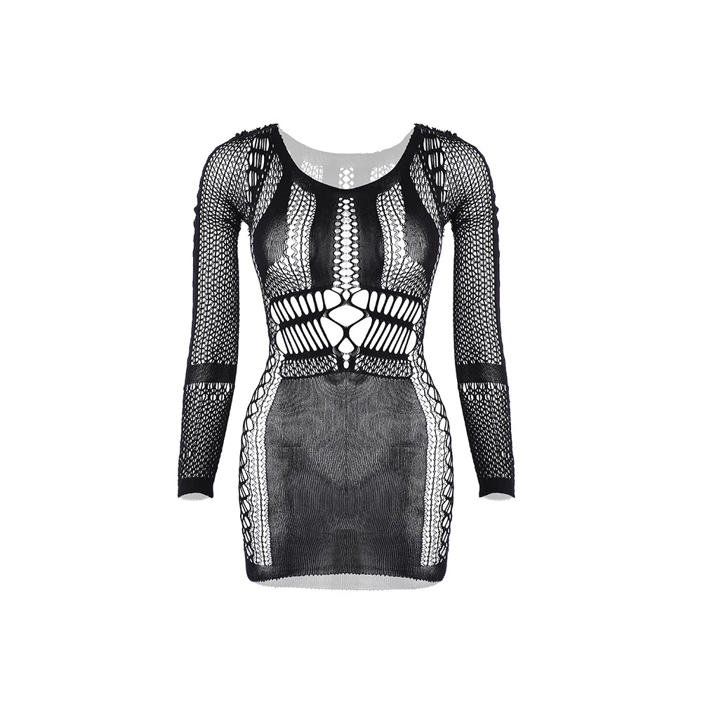 Hollow Out Mature Women Sexy Mesh Lingerie Dress Women Sexy Clothing See Through Sexy Fishnets Bodystocking Bodysuits