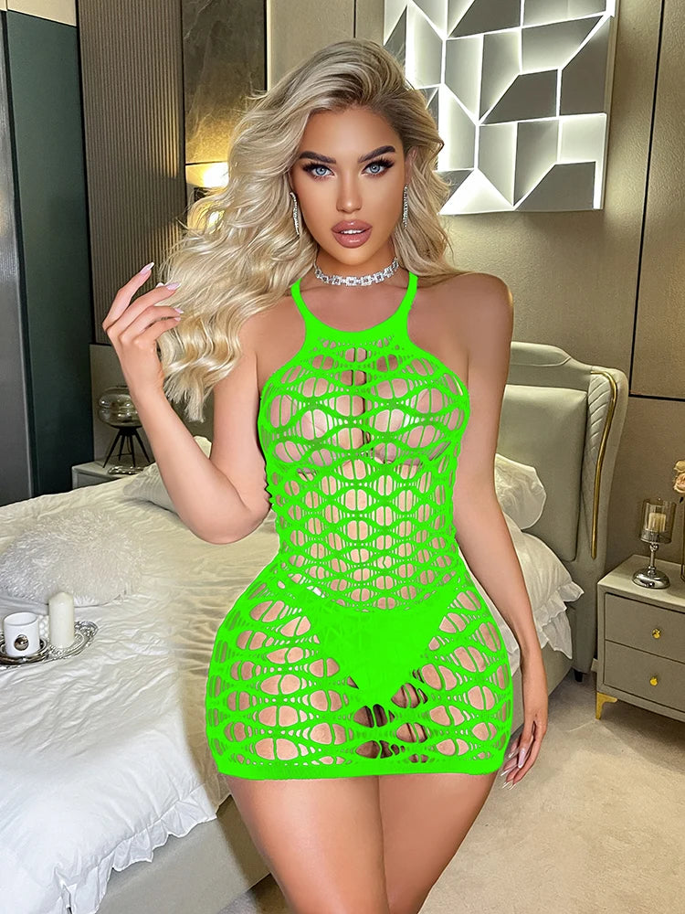 Women Body Stocking Sexy Bodycon Evening Dress Erotic Bodysuits Nighty Dress for Girl K382