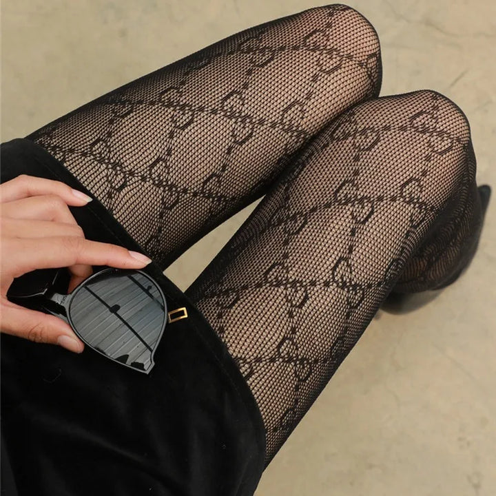 Women's Design Pantyhose Customize Print Popular Brand Logo Tights Fashion Sexy Fishnet  Stockings