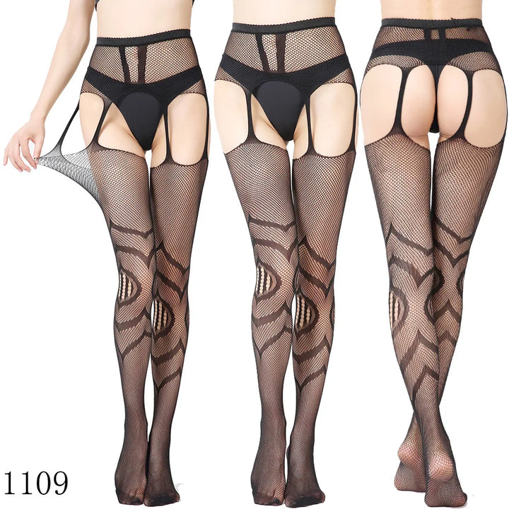 Womens Lingerie Body Garter Belt Thigh High Sheer Nylon Stockings Suspenders Sexy Pantyhose/tights