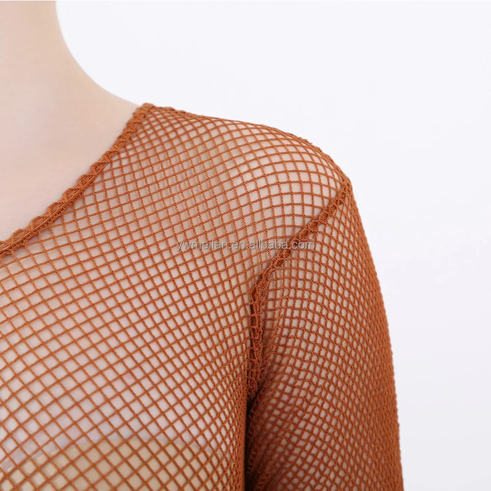 Custom Women's Fishnet Bodystocking Anti-slip Latin Dance Stockings Women Sexy Sheer Caramel Carnival Bodystocking