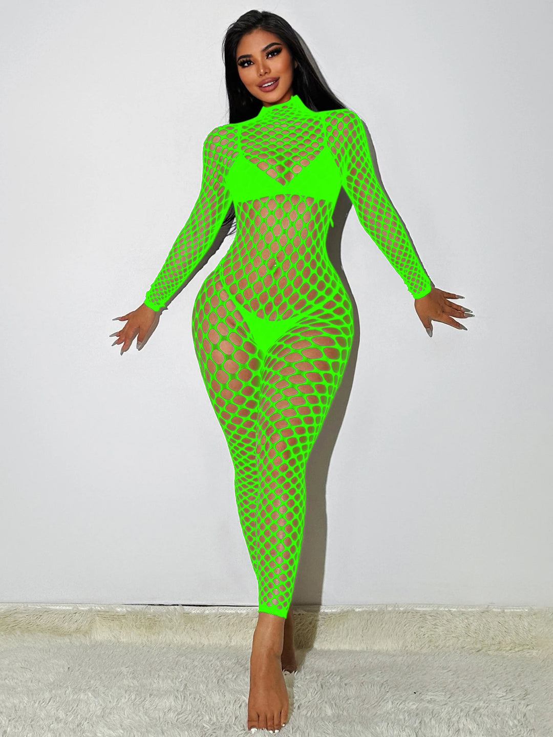 Full Body Fishnet Body Stocking Lingerie Femme Sexy Crotchless Erotic Dancewear Hollow Out Transparent Bodystockings