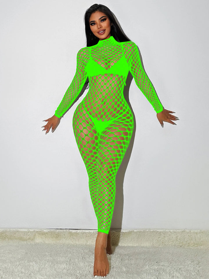 Full Body Fishnet Body Stocking Lingerie Femme Sexy Crotchless Erotic Dancewear Hollow Out Transparent Bodystockings