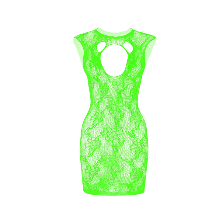 Retro Style Hollow Out Babydoll Bodystocking Fishnet Bodycon Midi Dress Chemise See Through Lingerie Set Ladies
