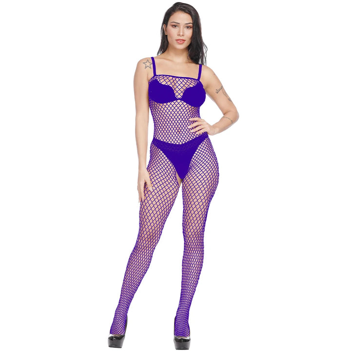 Exotic Woman's Sexy Lingerie Full Body Bodysuits Seamed Mesh Fishnet Stockings Nightwear One Piece Jumpsuit