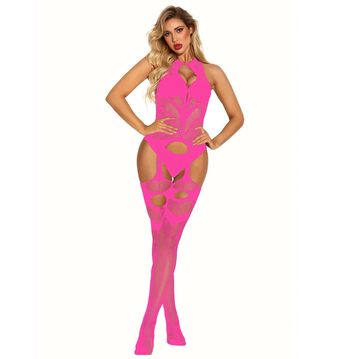UYW Factory Direct Wholesale Plus Size Sexy Crotchless Body Stocking Hollow Out Nylon Hosiery Stockings  Lingerie