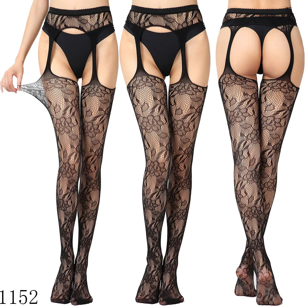 Womens Lingerie Body Garter Belt Thigh High Sheer Nylon Stockings Suspenders Sexy Pantyhose/tights