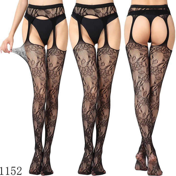 Womens Lingerie Body Garter Belt Thigh High Sheer Nylon Stockings Suspenders Sexy Pantyhose/tights
