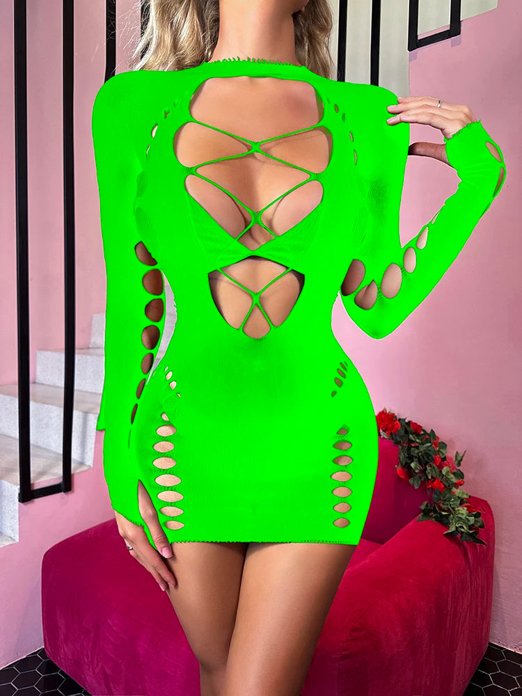Sexy Lingerie With Sleeve Women  Body Stocking Jumpsuit Back Open Design Famale Bodysuits One Size Fits All W635