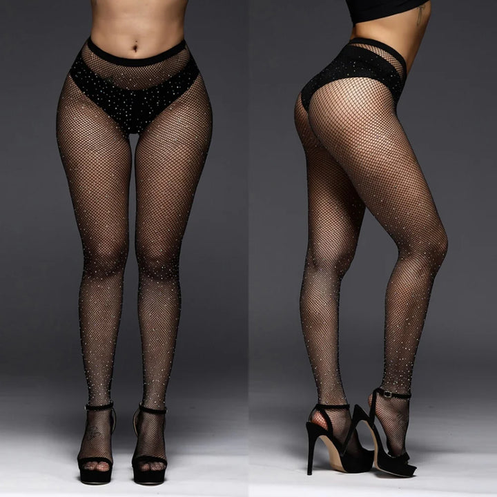 Colorful AB Gem Rhinestone Stockings Women Sexy Nylon Hosiery Thin High Tights Girls Candy Color Lingerie Pantyhose