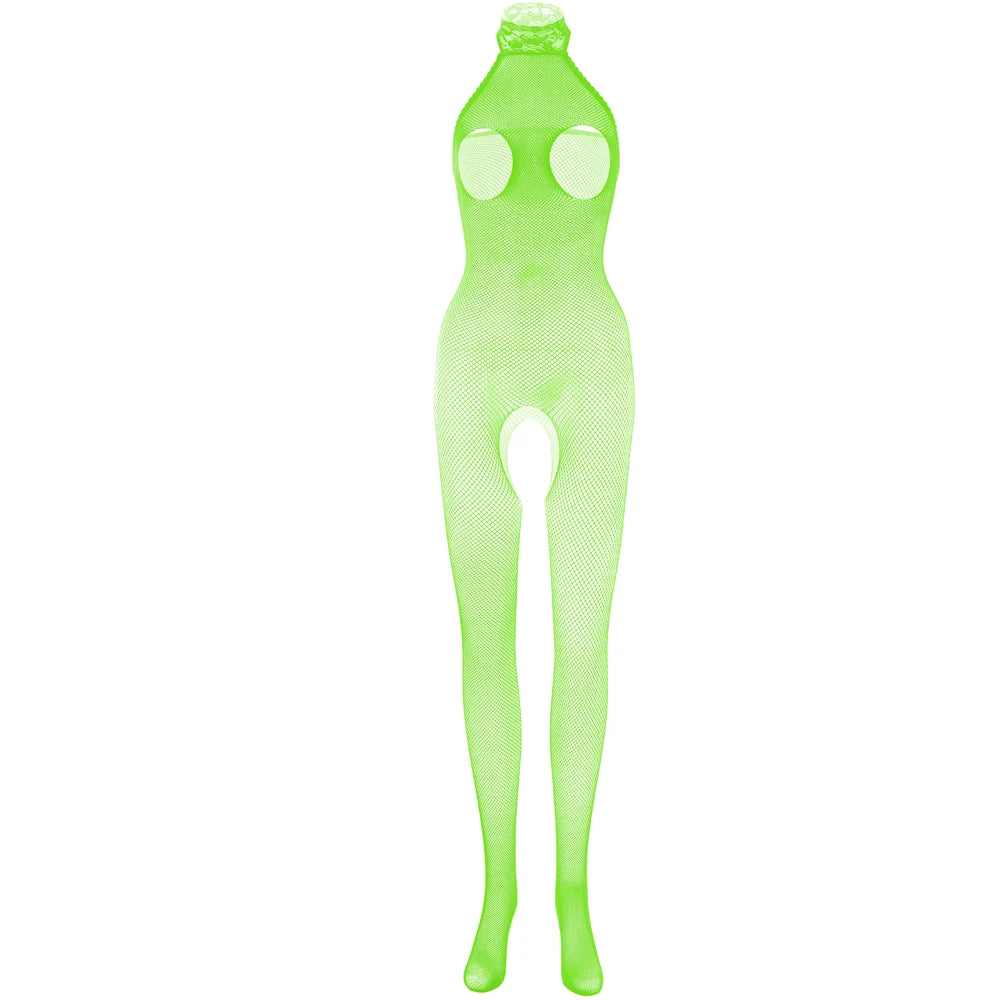 Women Jumpsuit 2023 Full Body Stocking Complexion Sheer Crotchless Lingerie Cosplay Bunny Girl Mesh Fishnet Playsuit