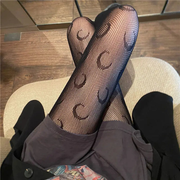 Popular Sexy Fishnet Tights for Women Custom Print Logo Pantyhose gg Hollow Out Stockings