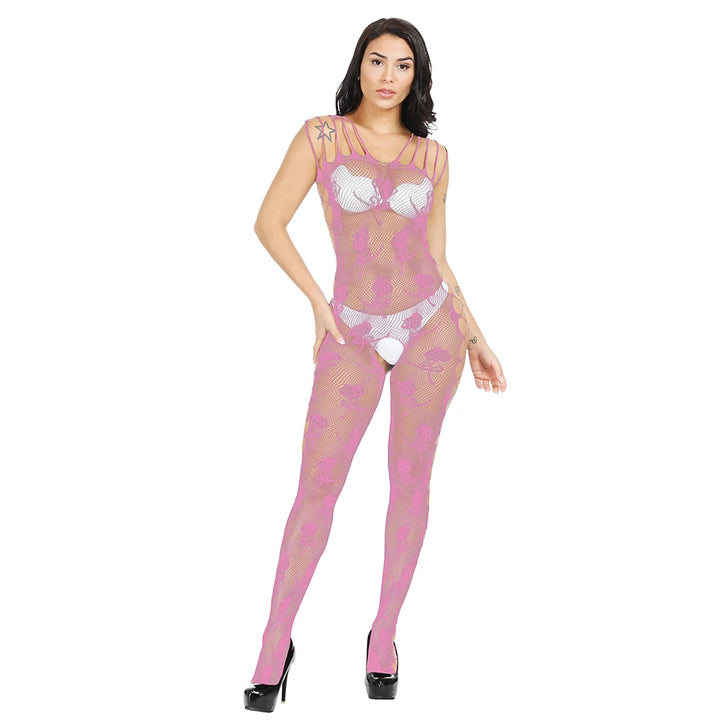 Sexy Halter Straps Bodystocking for Chubby Women Plus Size Body Stockings Hot Floral Stockings Full Body Mature Sheer