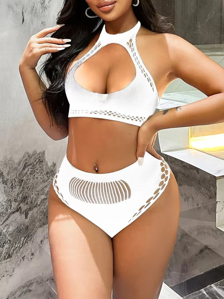 Two Piece Lingerie Underwear Bodysuit Set Women Clothing  Sexy Lingeries Body Stocking Transparent Solid