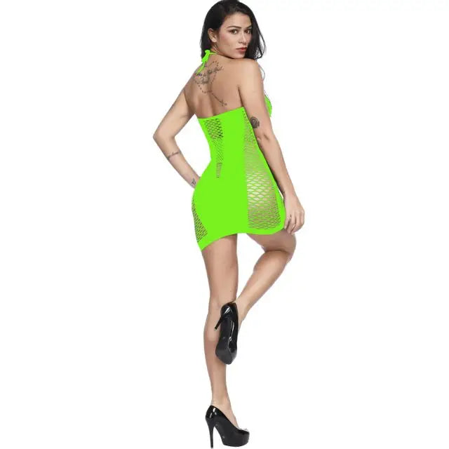 Wholesale OEM  Women Sexy Fishnets Lingerie Dress Hollow Out Transparent Sexy Mesh Bodystocking