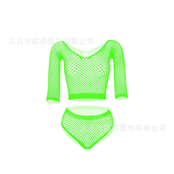 Sexy Mini Bodydress Set Mesh Nets Full Body Stocking Lingerie Women Polyester Seamless Body Stocking Dress