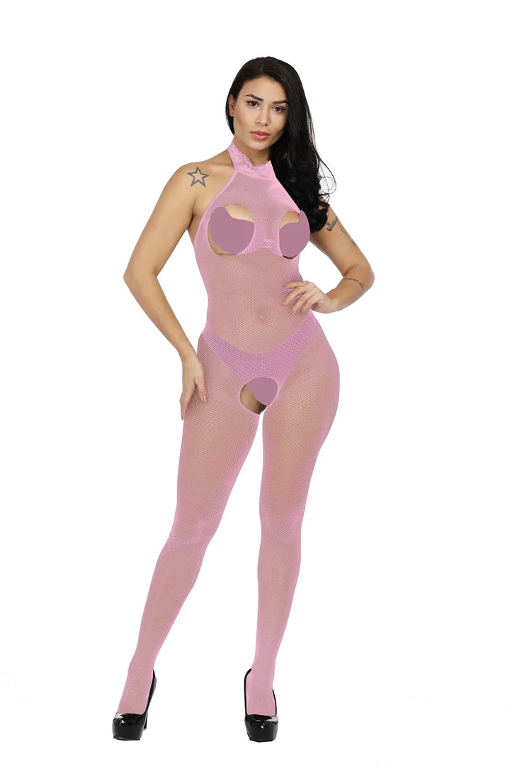 2024 Valentine's Day Sexy Crotchless Body Stocking for Mature Women's Fishnet Black Lace Sexy Lingerie Bodystocking