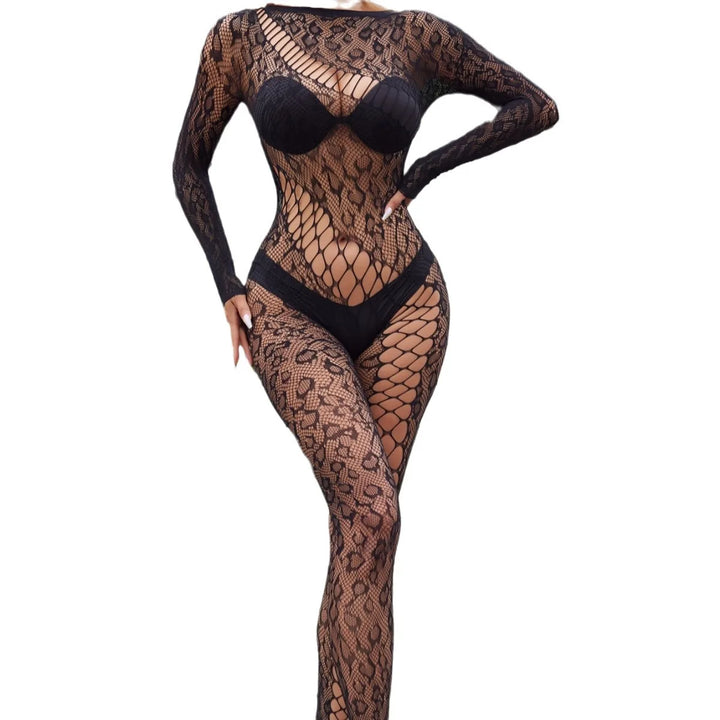 Multi-Styles Hot Leopard Full Body Stocking Nylon Fishnet Bodysuit Women Sexy Crotchless Erotic Lingerie Stockings